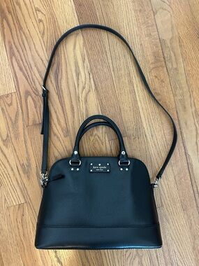 kate spade Black Pebbled Leather Satchel with Removable Strap